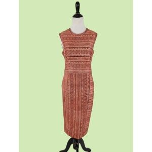 Yigal Azrouel Dress 8 Orange Black Tribal Printed Scuba